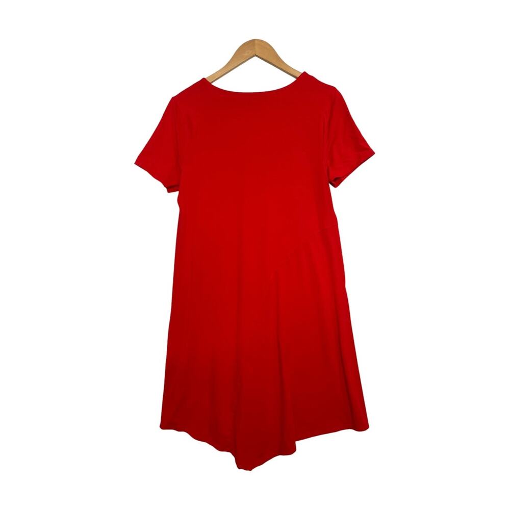 Soft Surroundings Dress Womens Medium Red V Neck Asymmetrical Hem Casual Flowy - Picture 2 of 8